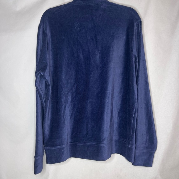 Ralph Lauren Polo Velvet Sweatshirt Pullover 1/4 Zip Embroidered Logo Navy Sz L - Picture 6 of 9